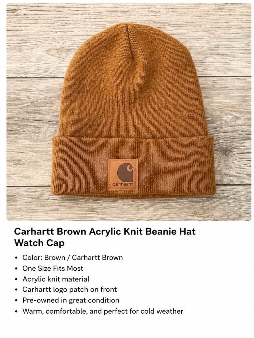 Carhartt Carhartt Brown Ribbed Knit Cuffed Beanie